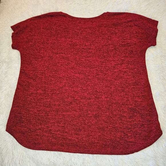 2/$30 Always Indigo Red and Black Heathered Sweater Knit Top Size 3X - Picture 9 of 9